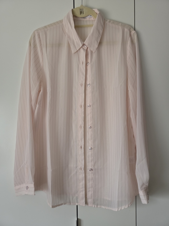 Tops - Classic Women's Light Pink Stripe Button-Up Shirt